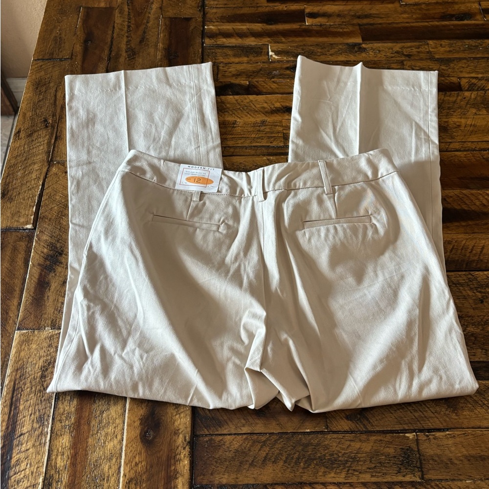 Petite Sophisticate Women's Cream Boot Cut Pants - Picture 3 of 9